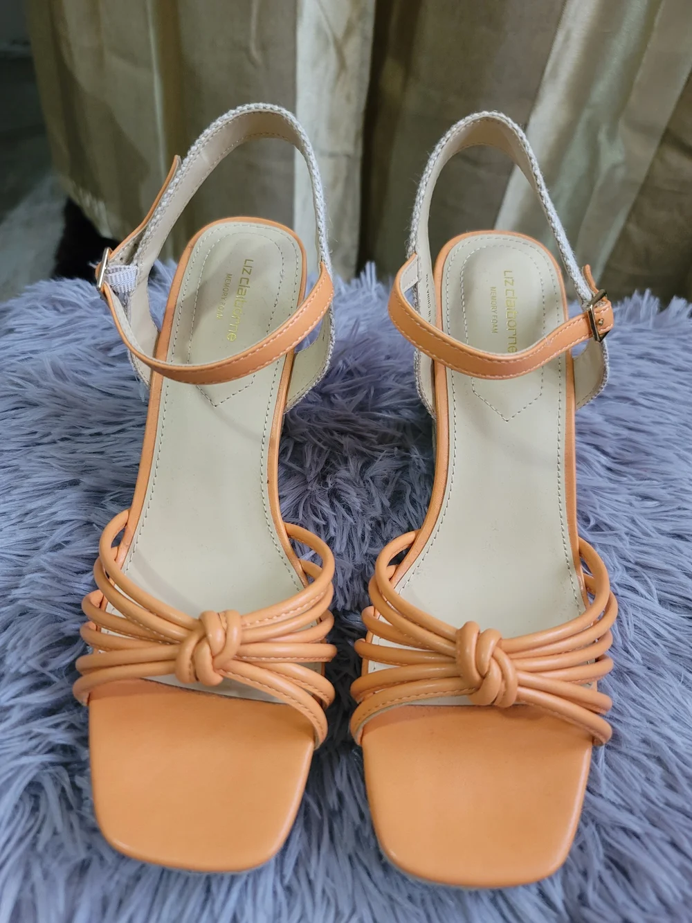 Liz Claiborne Coral Strappy Espadrille Wedges with Ankle Strap